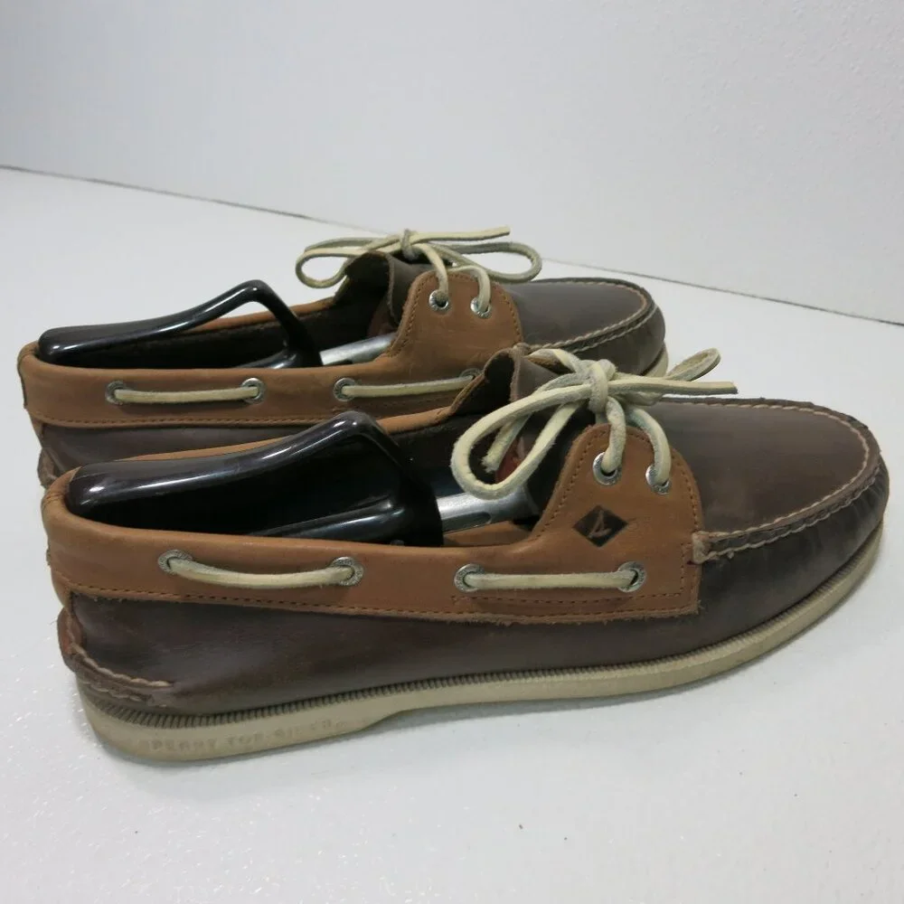 Sperry Top-Sider Two Tone Polish Leather Comfort Deck Boat Shoes Footwear 11 M